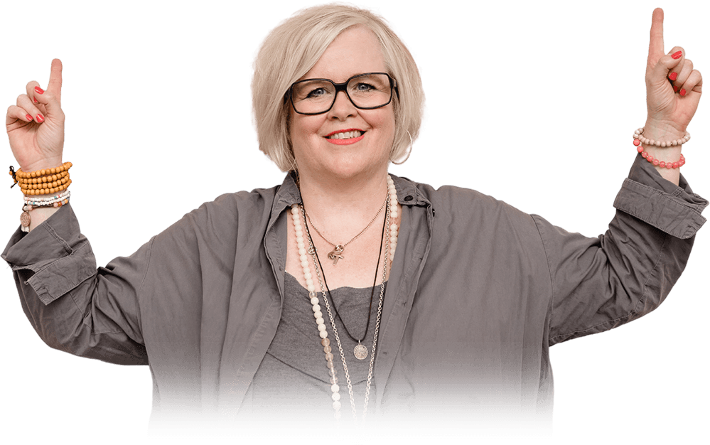 Alexandra zeigt über sich - Herzkanal