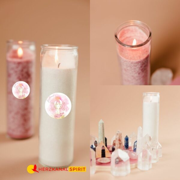 Ritual Kerze weiss und Rosa - Dein reiner Lichtbegleiter