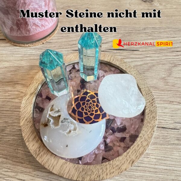 Mangoholz-Untersetzer mit Kupfer-Lotus und Halbedelsteinen – Bild 4