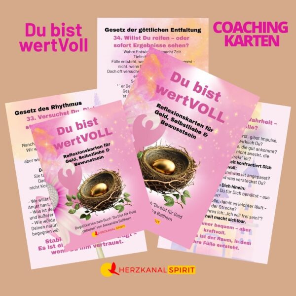 Coachingkarten „Du bist wertvoll“ – Geldheilung, Selbstwert & Bewusstseinsarbeit – Bild 4